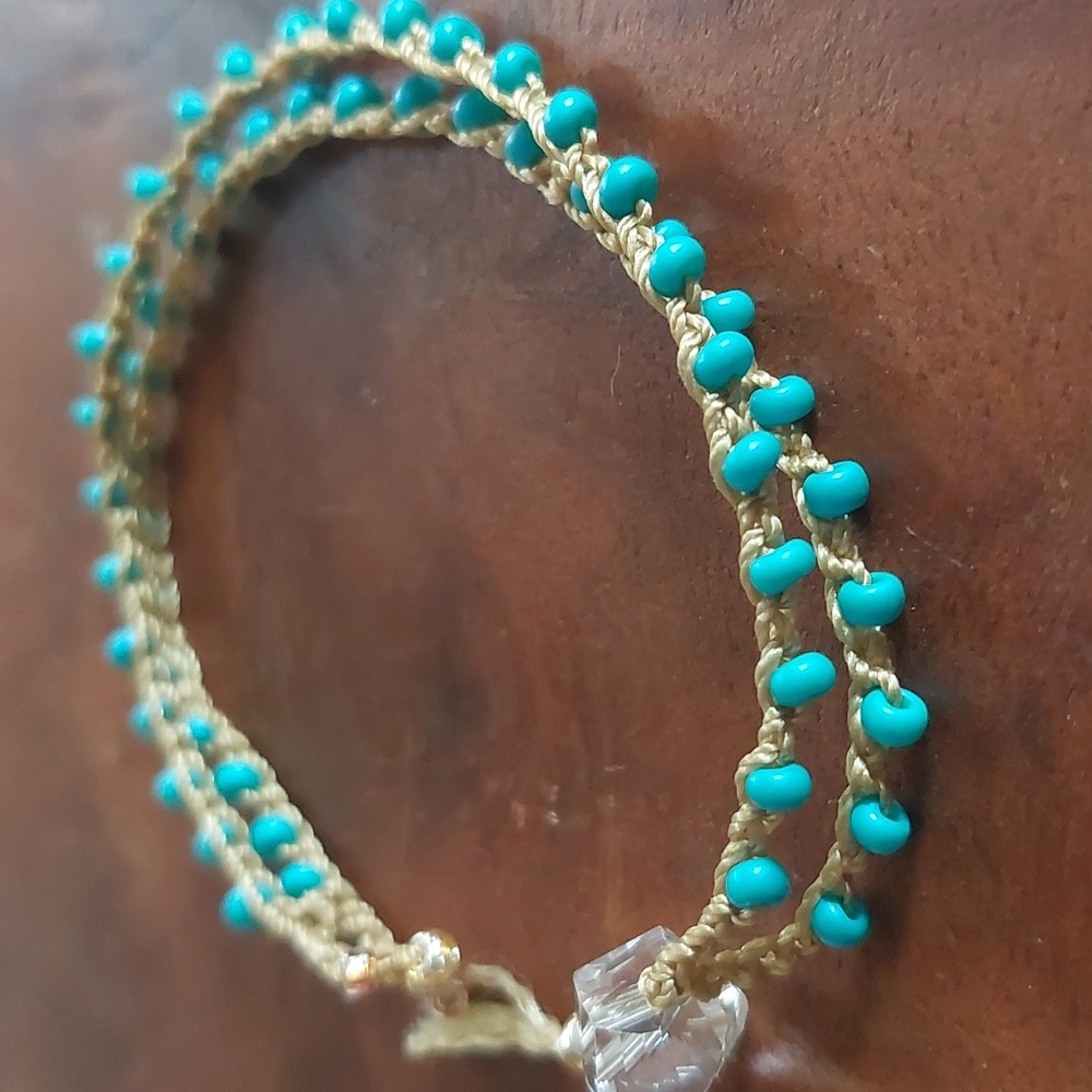Handcrafted Bead Crochet Bracelet in Turquoise